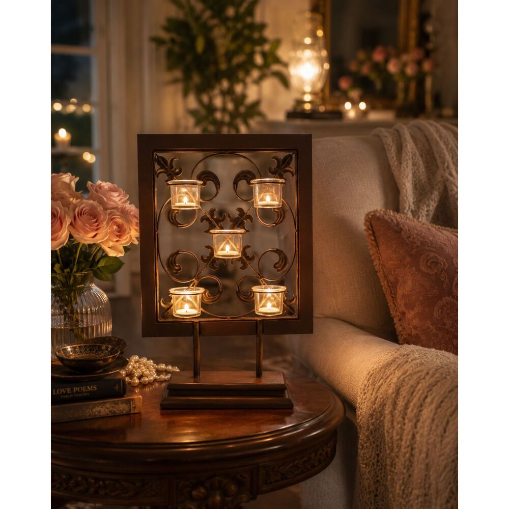 Boho Metal Candle Holder | Rustic Farmhouse Table Decor